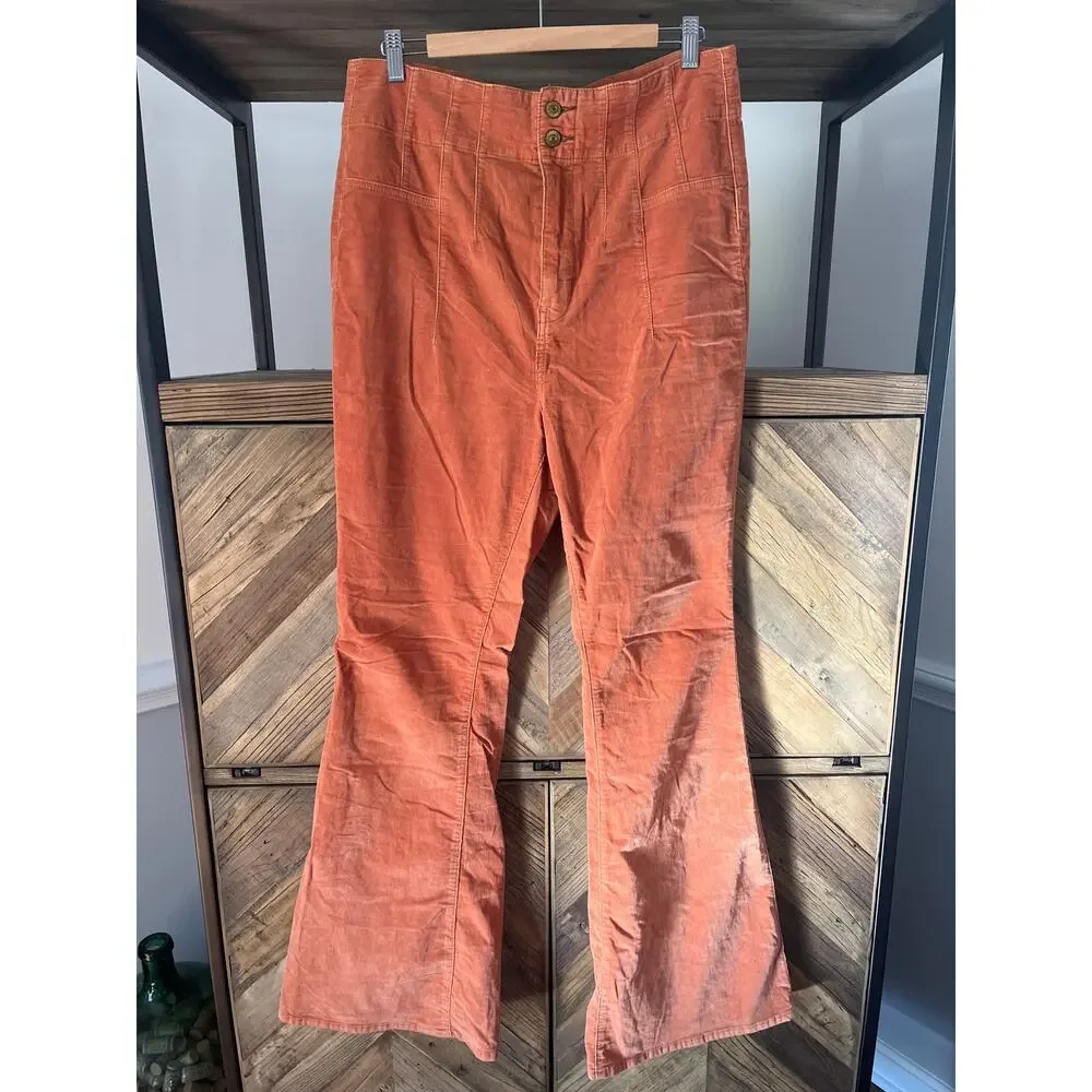Free People We The Free Jayde Corduroy High Rise Flare Pants 32
